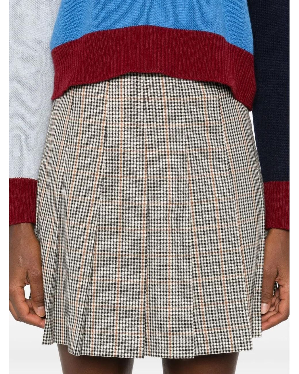 MSGM Geruite Mini-Plooirok in het Gray