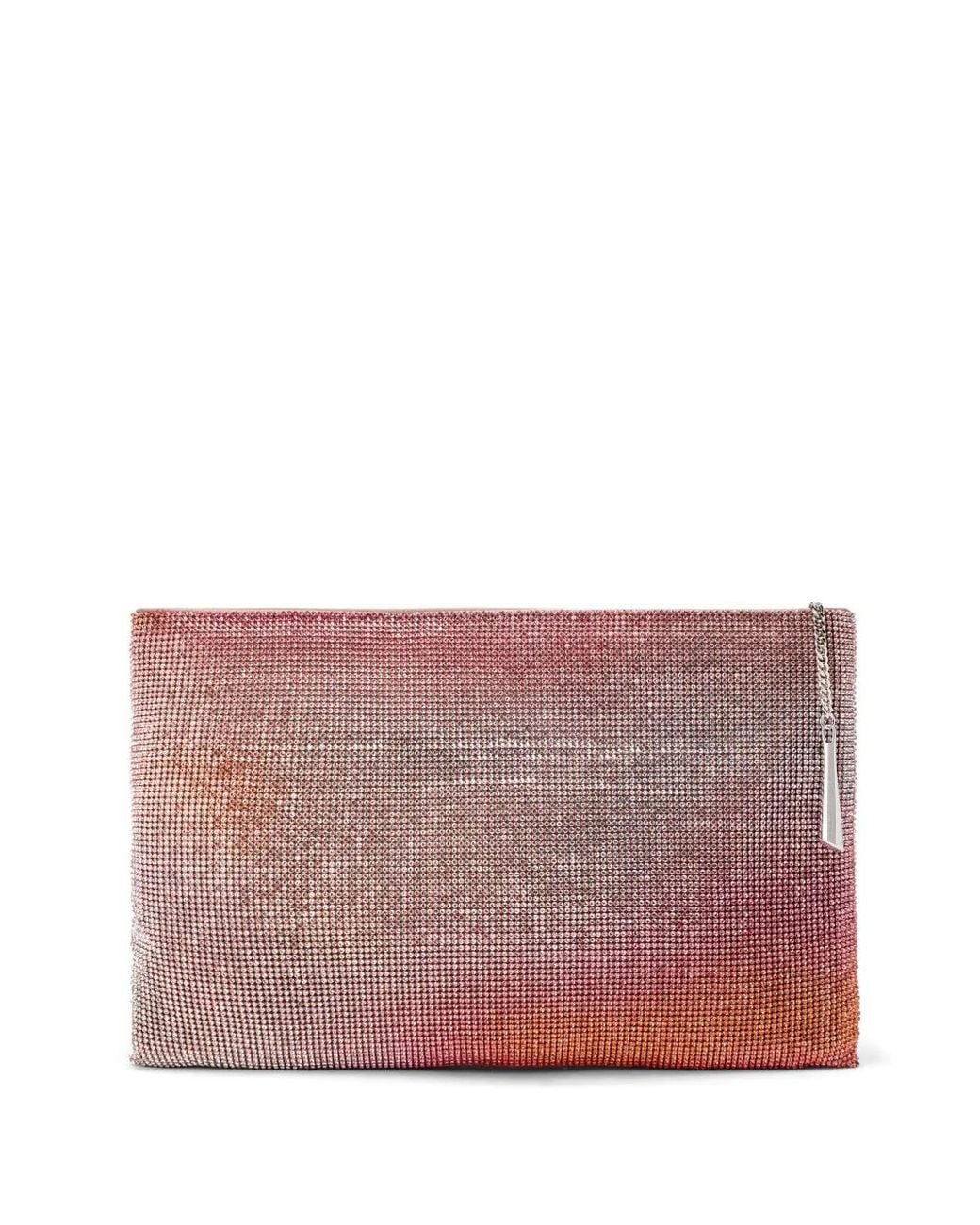 Benedetta Bruzziches Purple Rhinestone-Embellished Mesh Clutch Bag