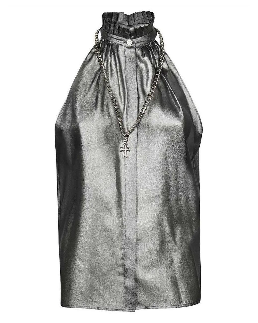 John Richmond Gray Silk Blouse