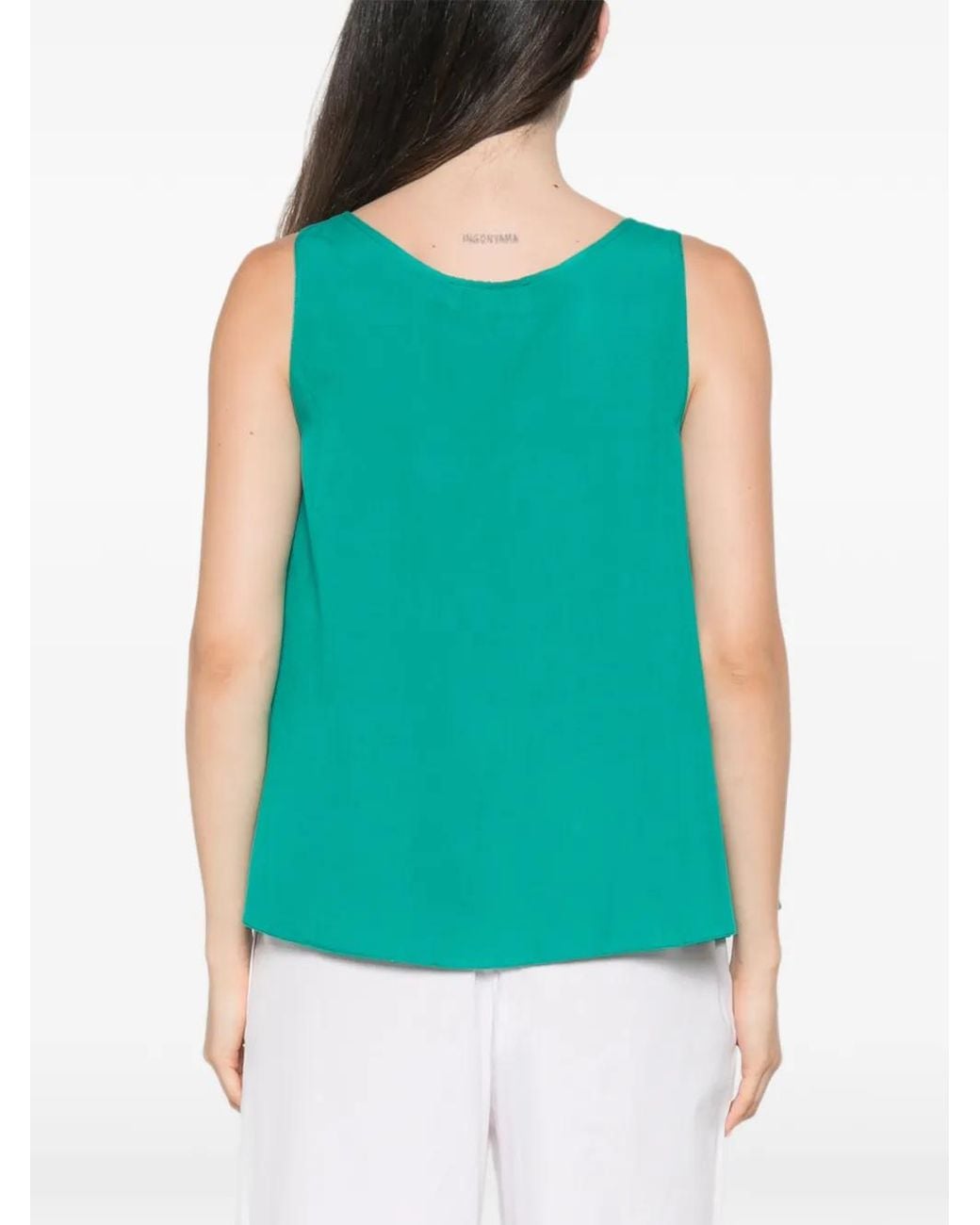 MOUTAKI Green Scoop-Neck Sleeveless Blouse