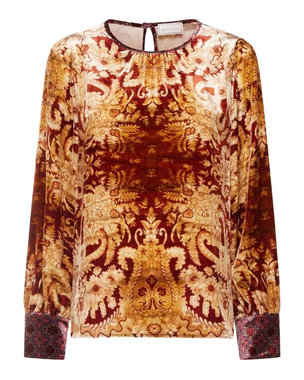Pierre Louis Mascia Orange Damask-Print Velvet Shirt