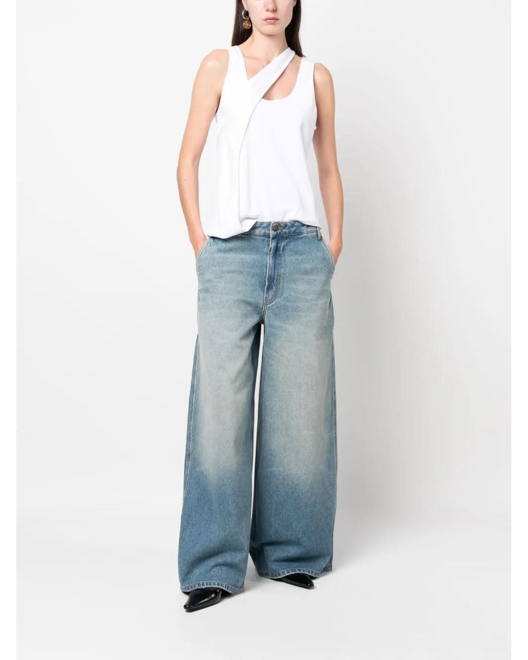 Gauchère White Mirror Ribbed Tank Top