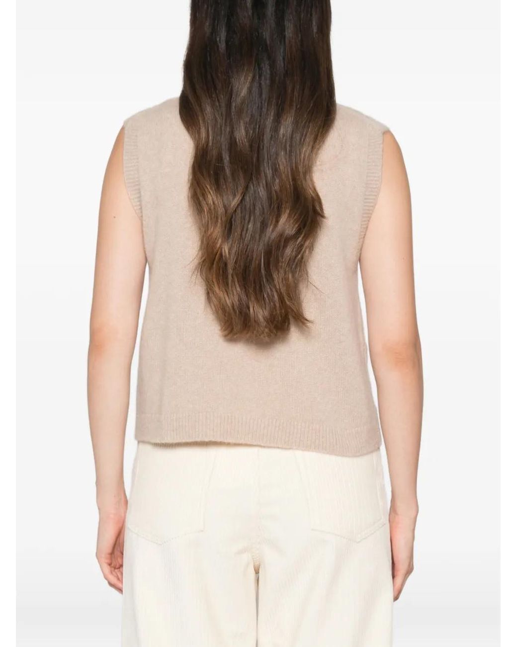 Allude Button-Up Vest in het Natural