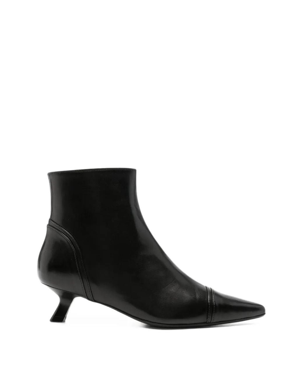 Anna F. Black Pointed-Toe Leather Boots