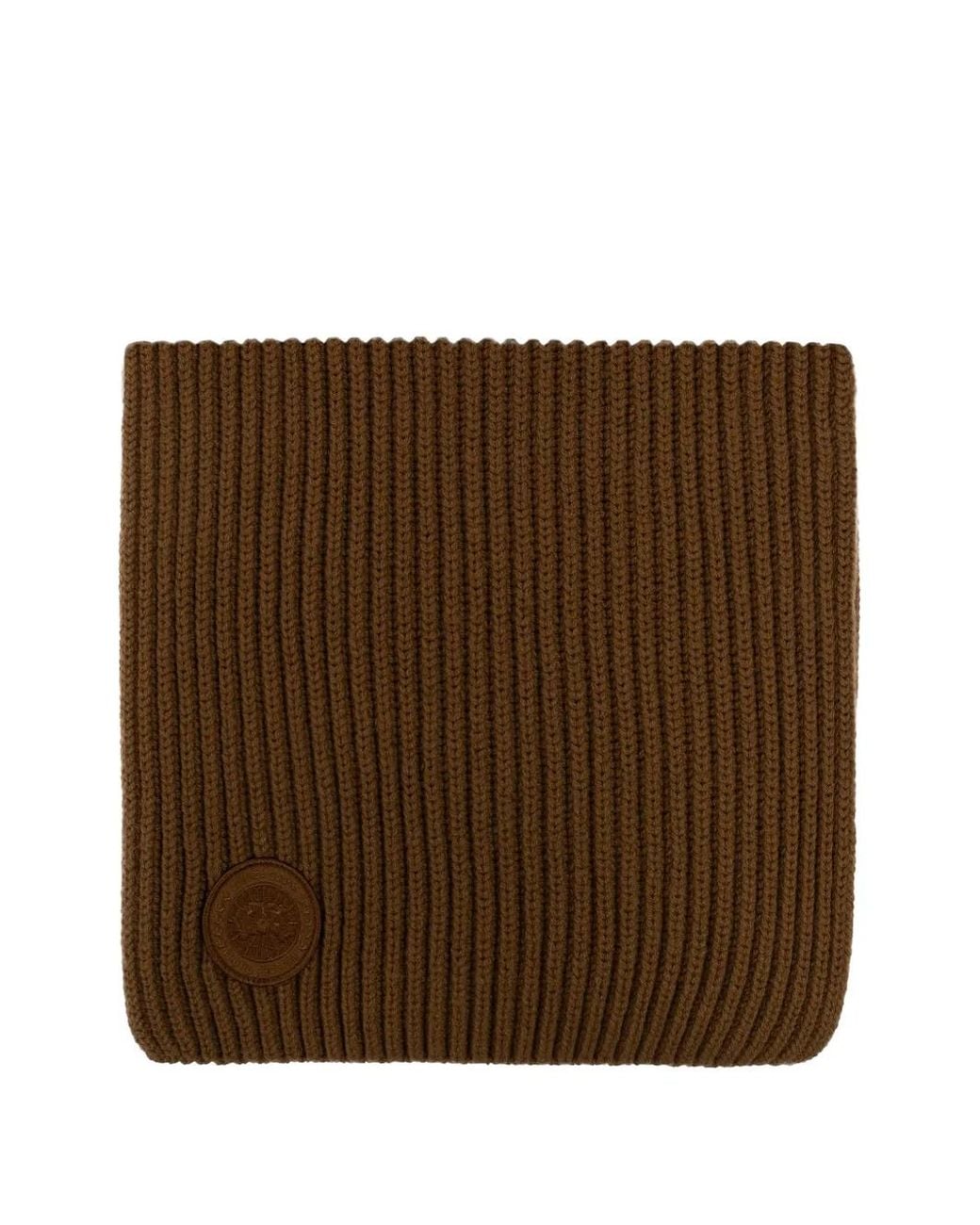 Canada Goose Brown Ribbed-Knit Logo-Patch Scarf