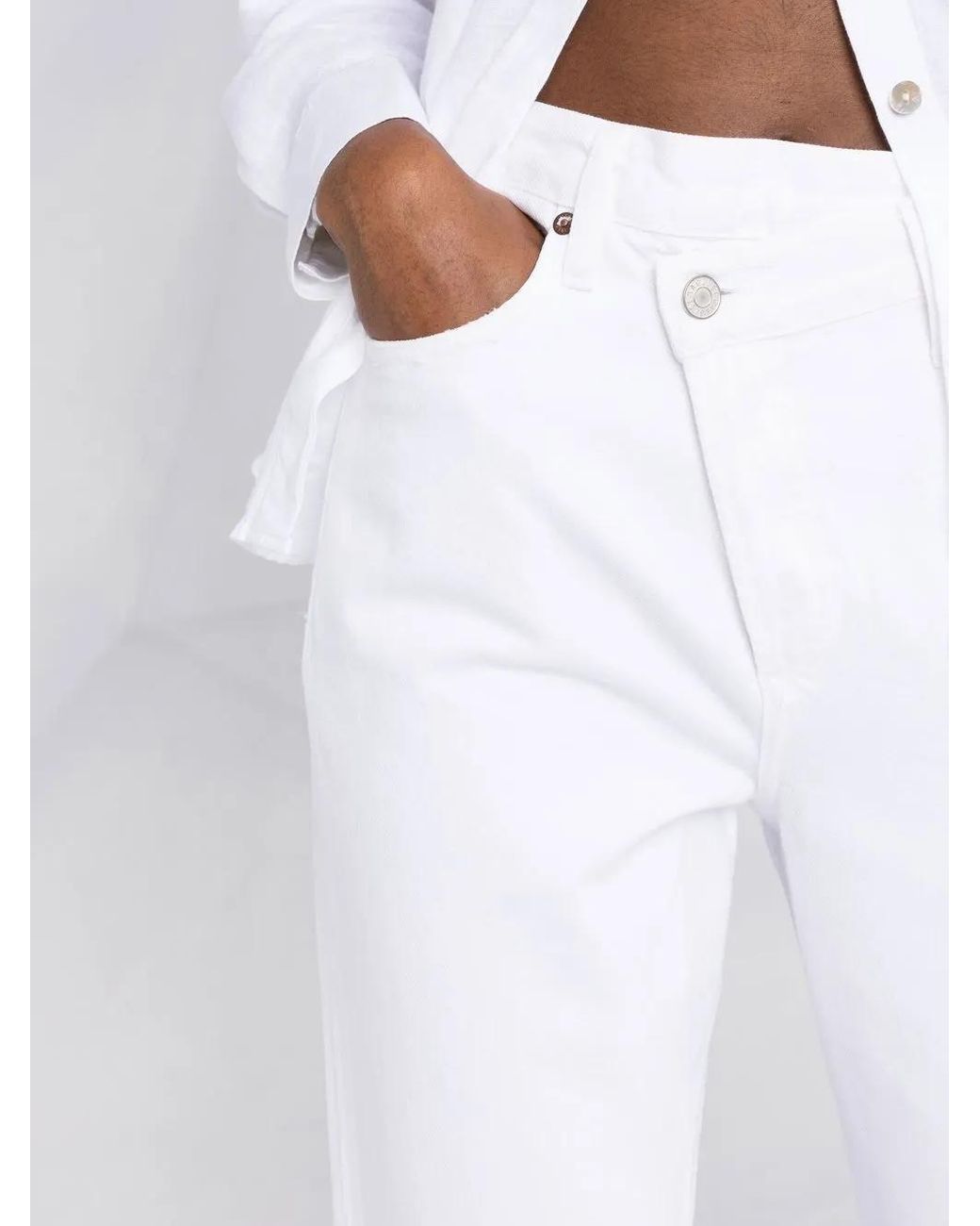 Agolde White Crossover Slim-Cut Jeans
