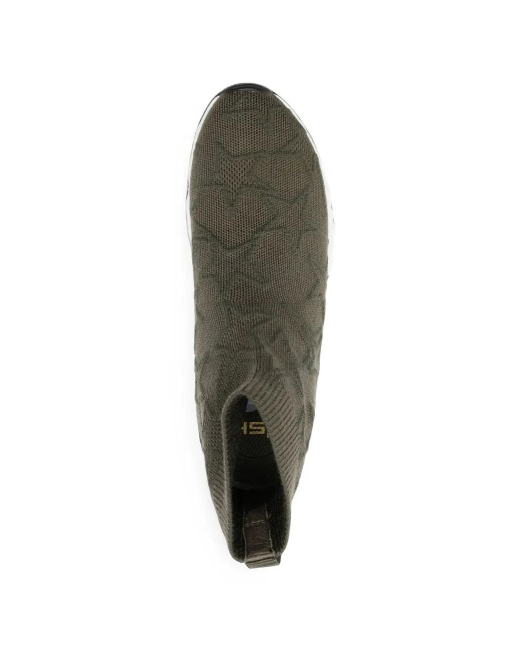 Ash Green Round-Toe Star-Knit Sneakers