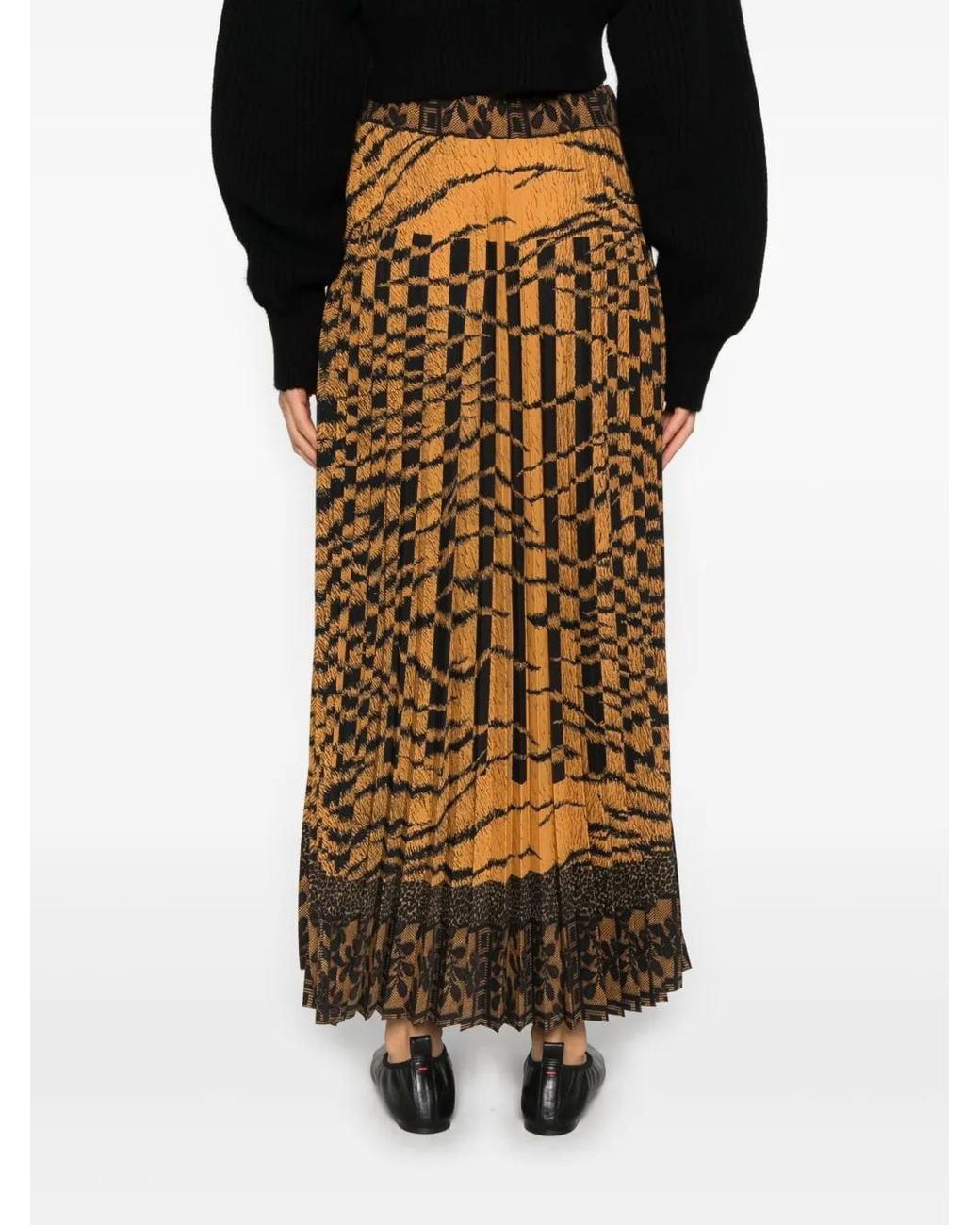 Pierre Louis Mascia Orange Pleated Patterned Skirt