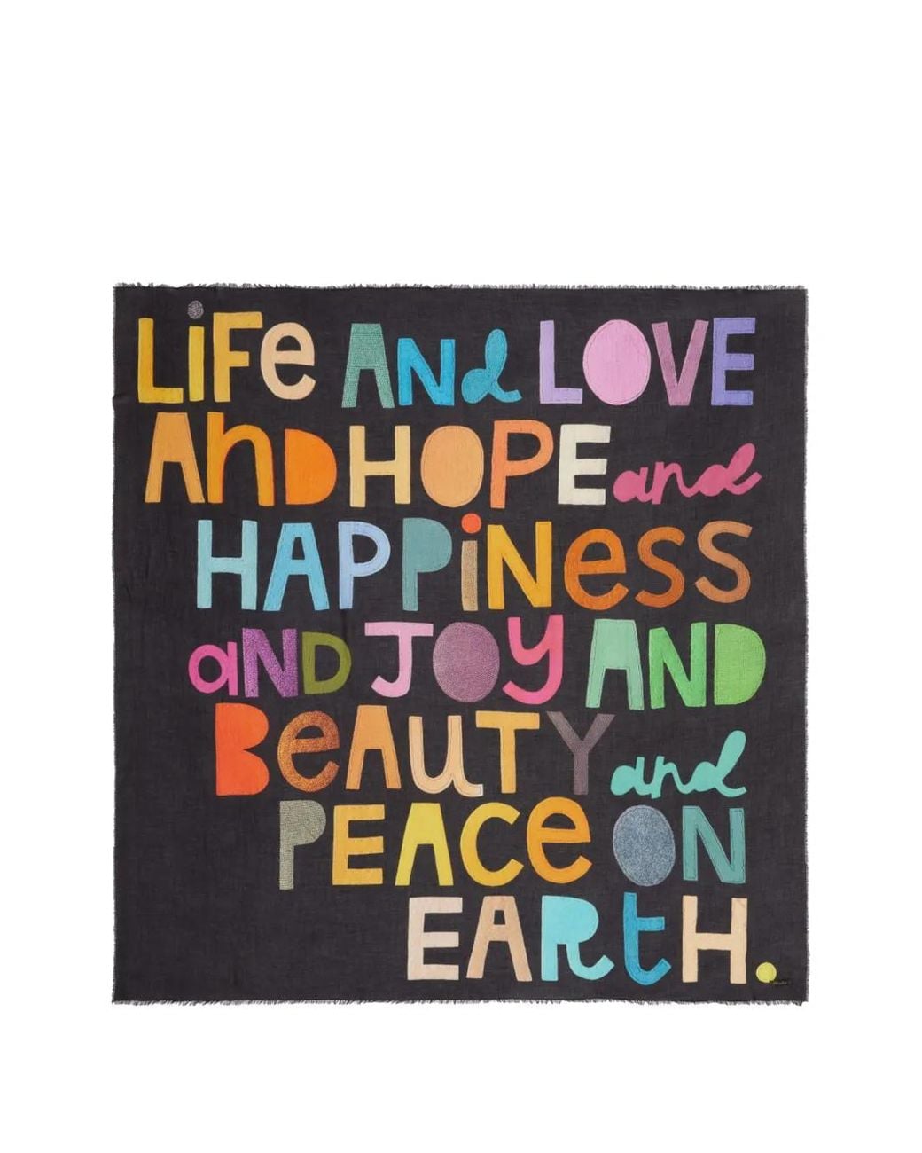 Faliero Sarti Blue Happiness Slogan-Print Frayed Scarf