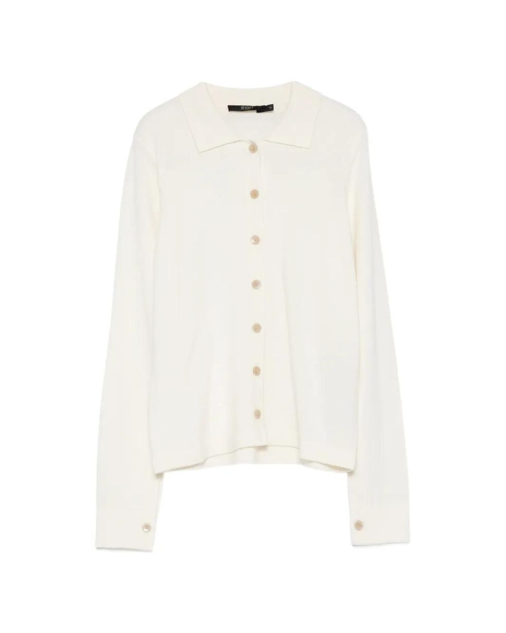 Seventy White Button-Up Collar Cardigan