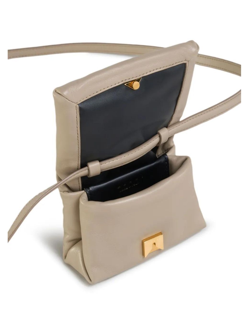Marni Natural Mini Prisma Leather Clutch Bag