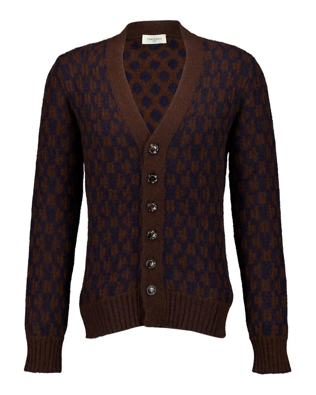 Piacenza Cashmere Black Button-Up V-Neck Cashmere Cardigan for men