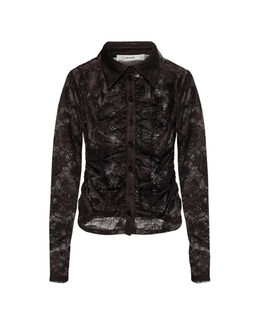 Gestuz Black Gzleala Lace Long-Sleeve Shirt