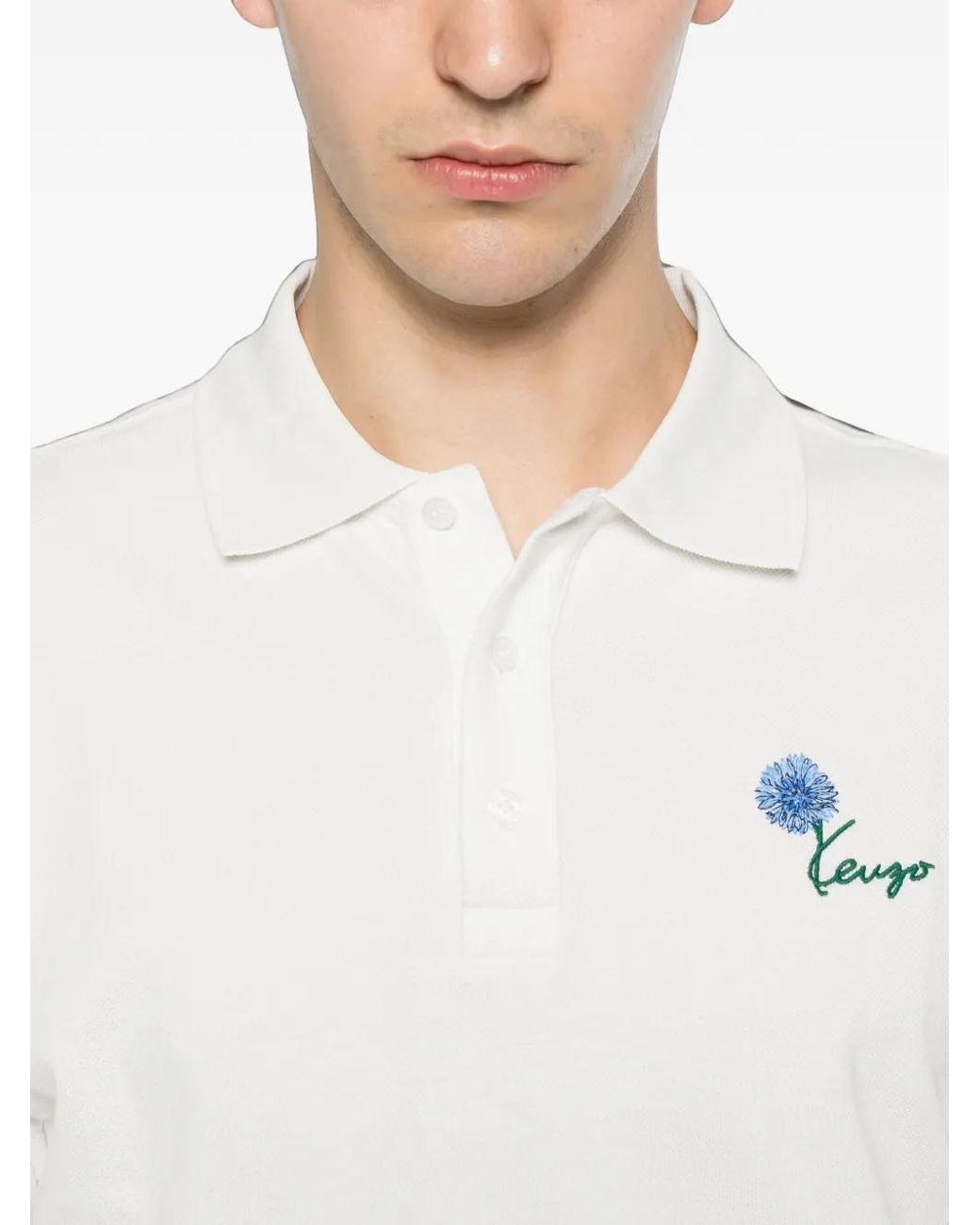 KENZO White Tulip Slim Polo Shirt for men