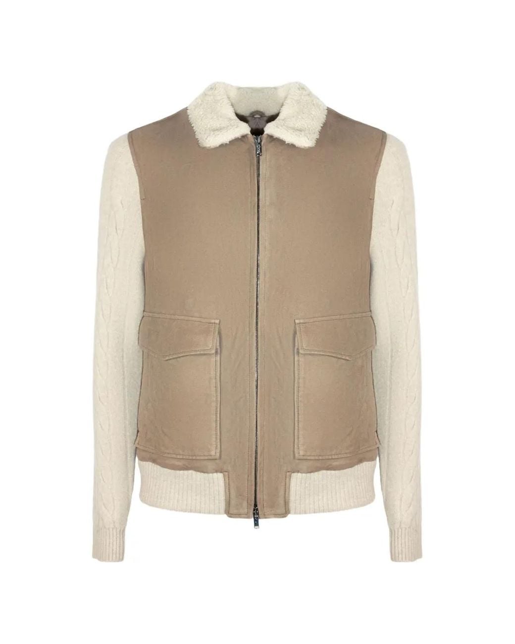 Volfagli Natural Arena Cable-Knit Suede Jacket for men