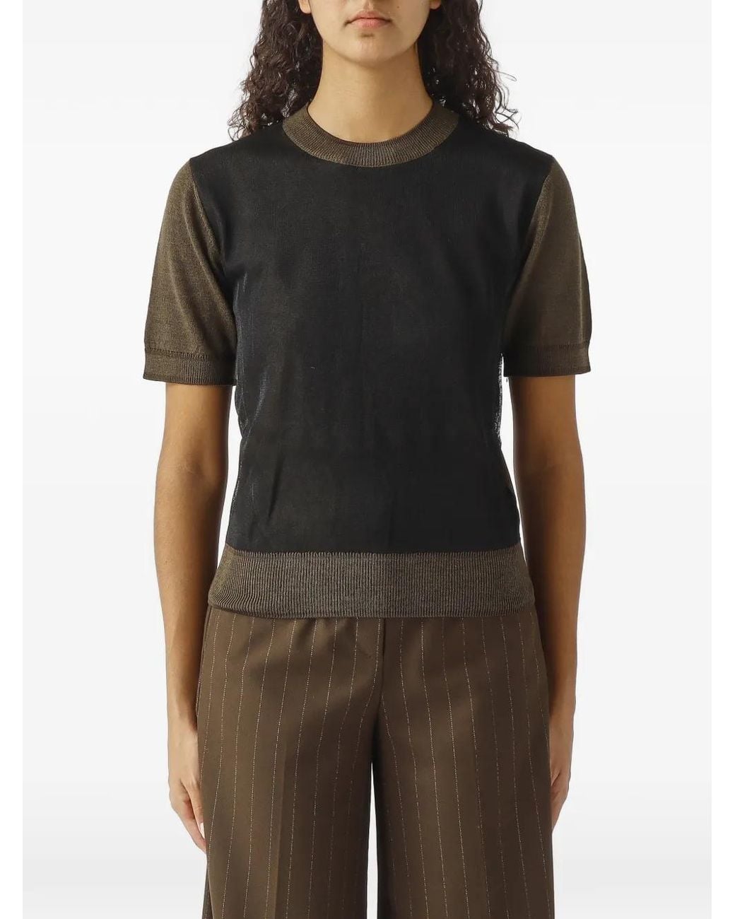 Nenette Black Melissa Colour-Block Short-Sleeved T-Shirt