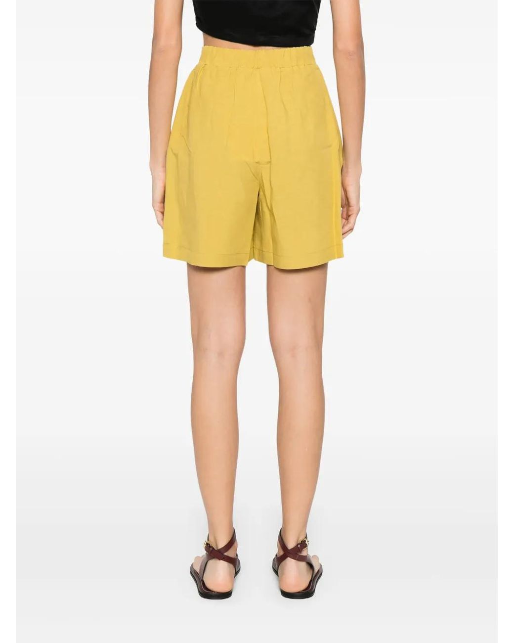 MOUTAKI Yellow High-Waisted Shorts