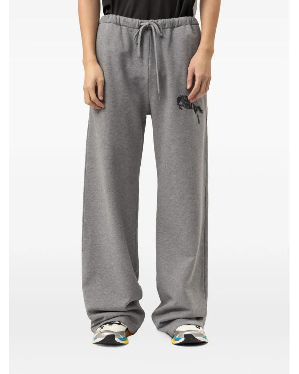 MM6 by Maison Margiela Gray Stallion Logo Track Pants for men