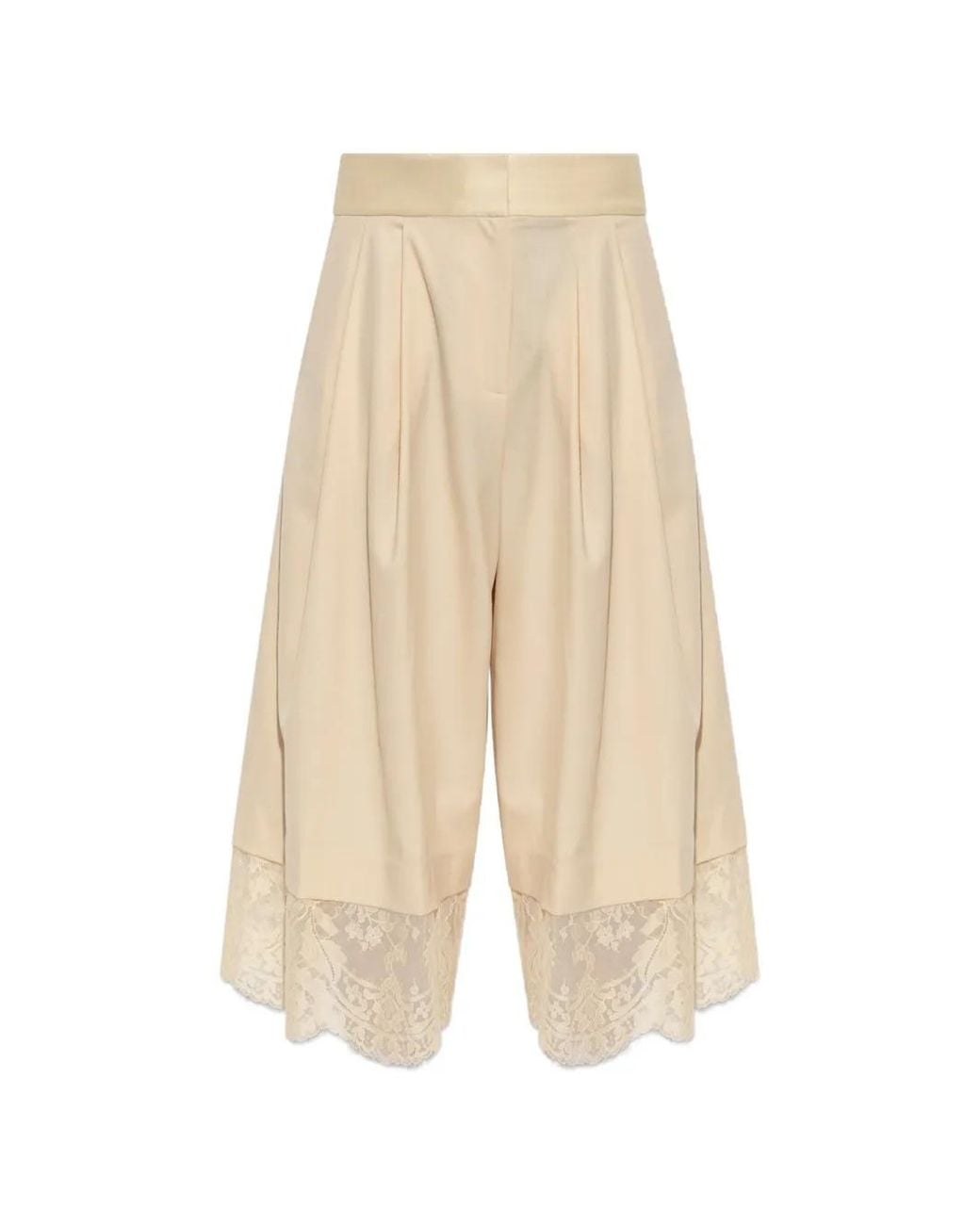 Zimmermann White Valiant Lace-Trim Pleated Trousers