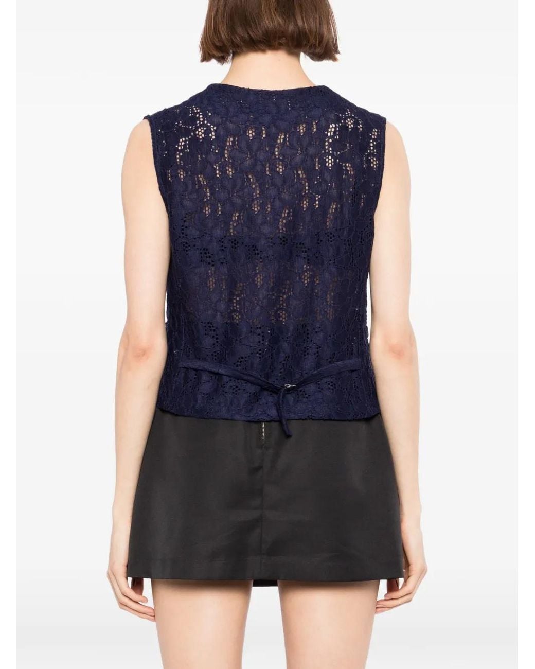 BLAKLACE Blue Lace V-Neck Vest