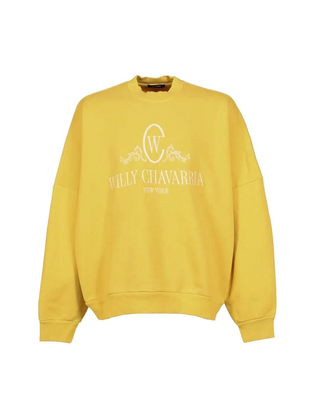Willy Chavarria Yellow Os Chavantino Logo-Embroidered Sweatshirt for men