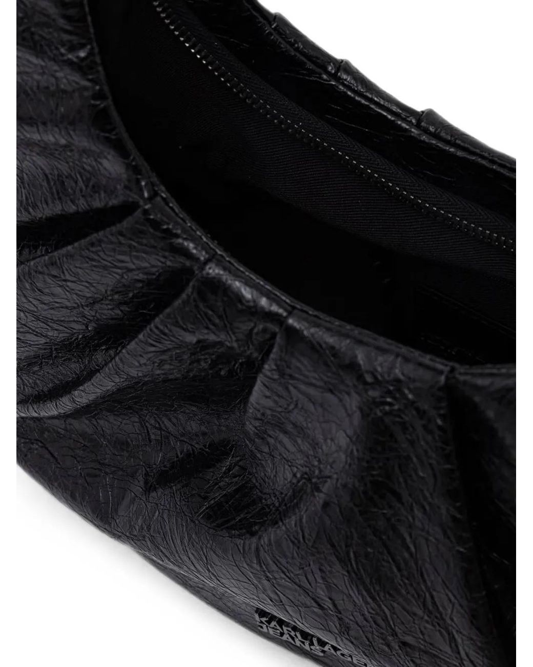 Karl Lagerfeld Black Crinkled-Effect Pleated Tote Bag