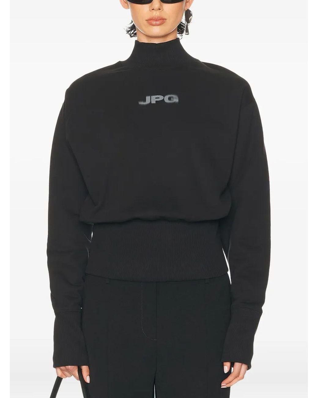 Jean Paul Gaultier Black Mock-Neck Long-Sleeve Sweatshirt