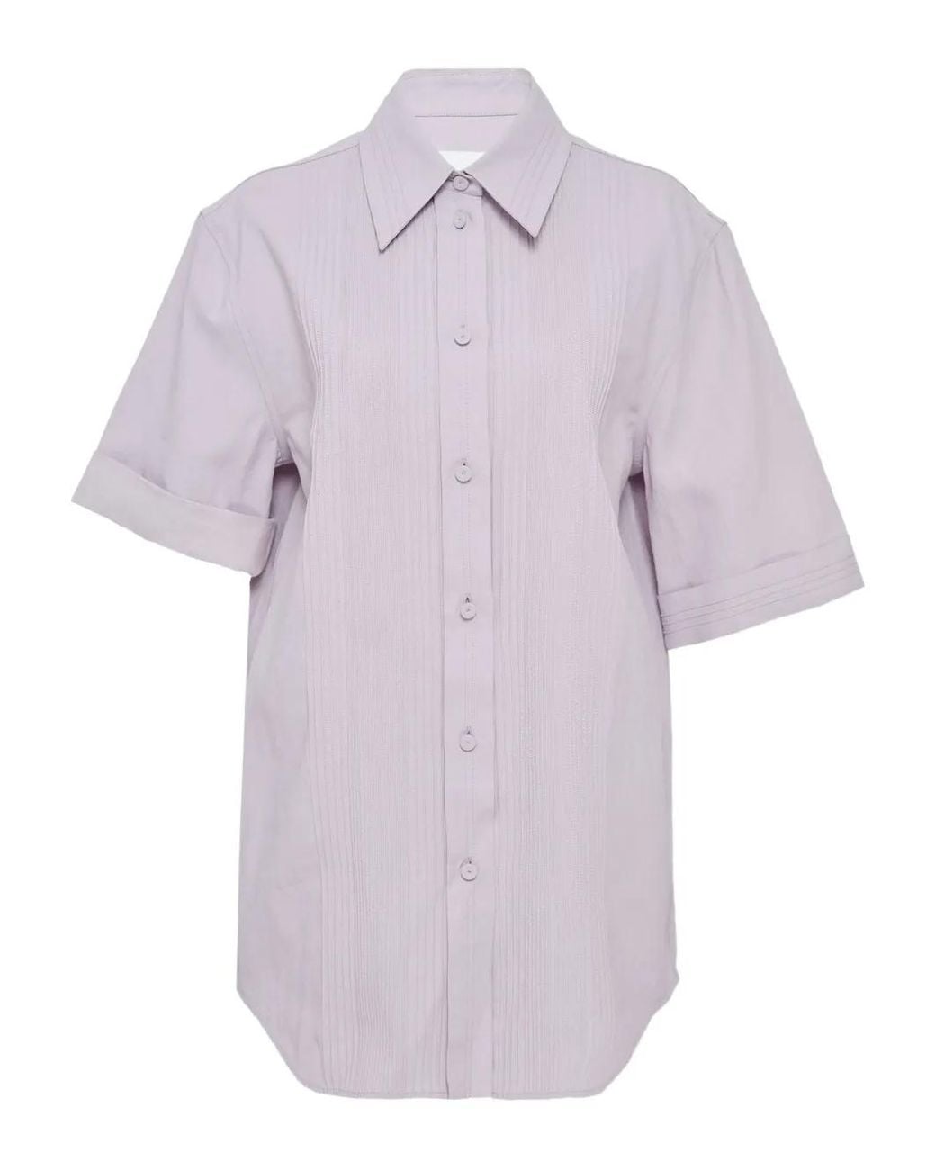 Jil Sander Purple Buttoned Short-Sleeve Shirt