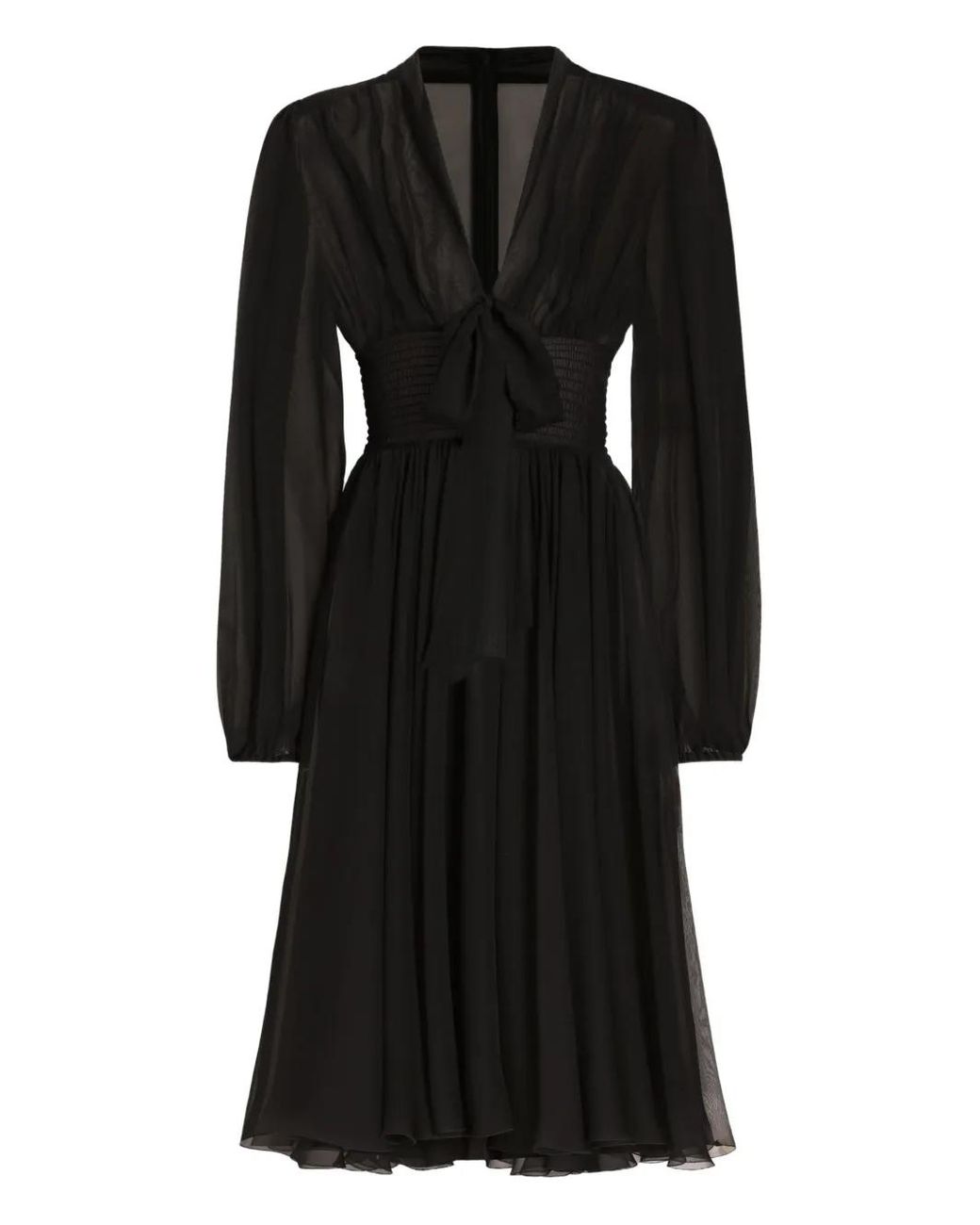 Dolce & Gabbana Black V-Neck Midi Dress