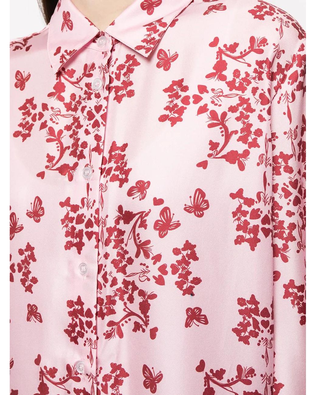 Macgraw Red Story Printed Silk Blouse