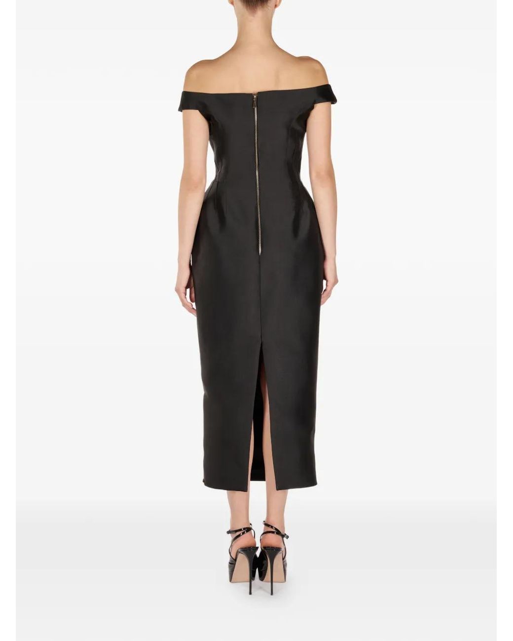 ARAFTU Off Shoulder Embellished Midi Dress In Black Lyst