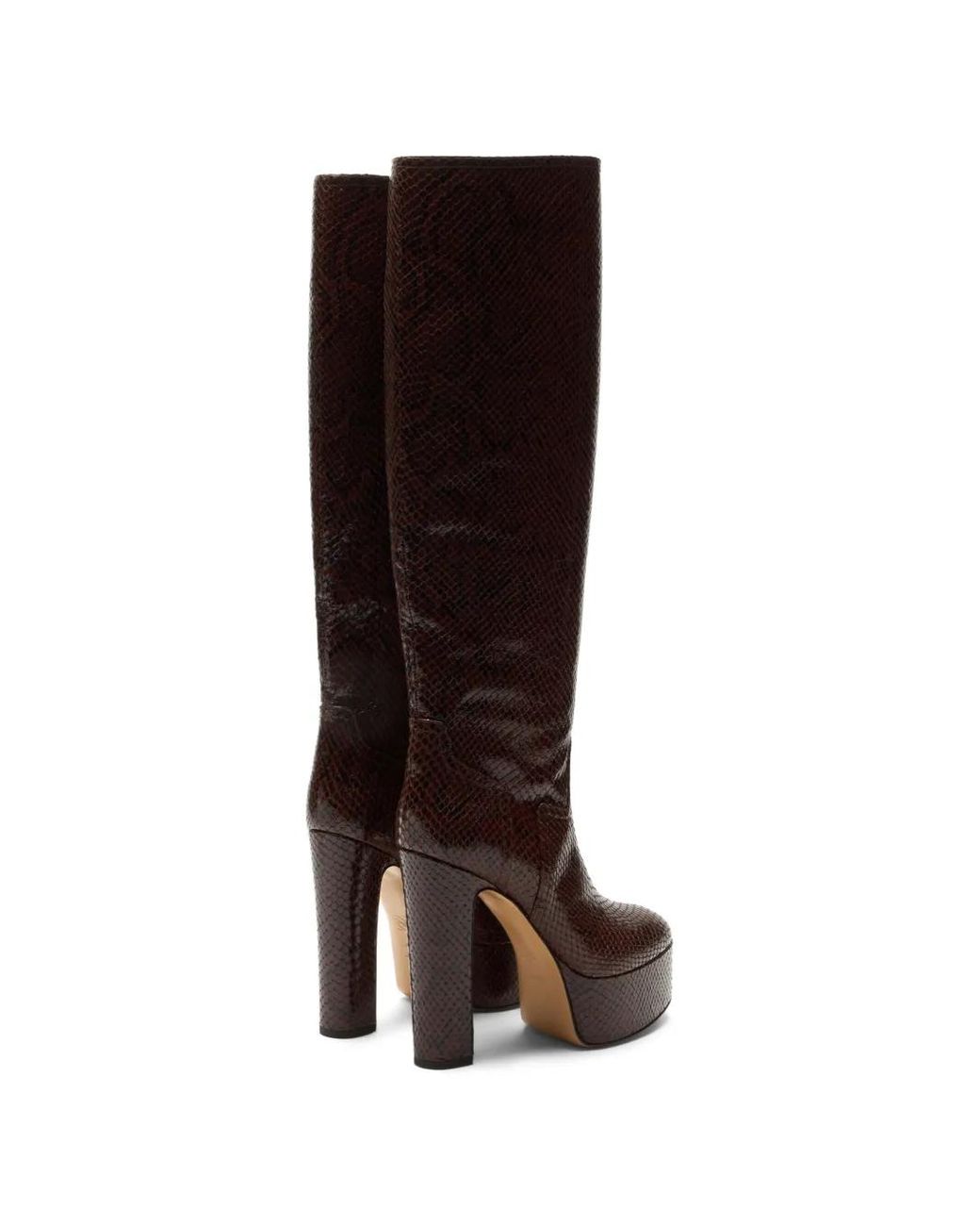 Casadei Brown Patty Python-Print Boots