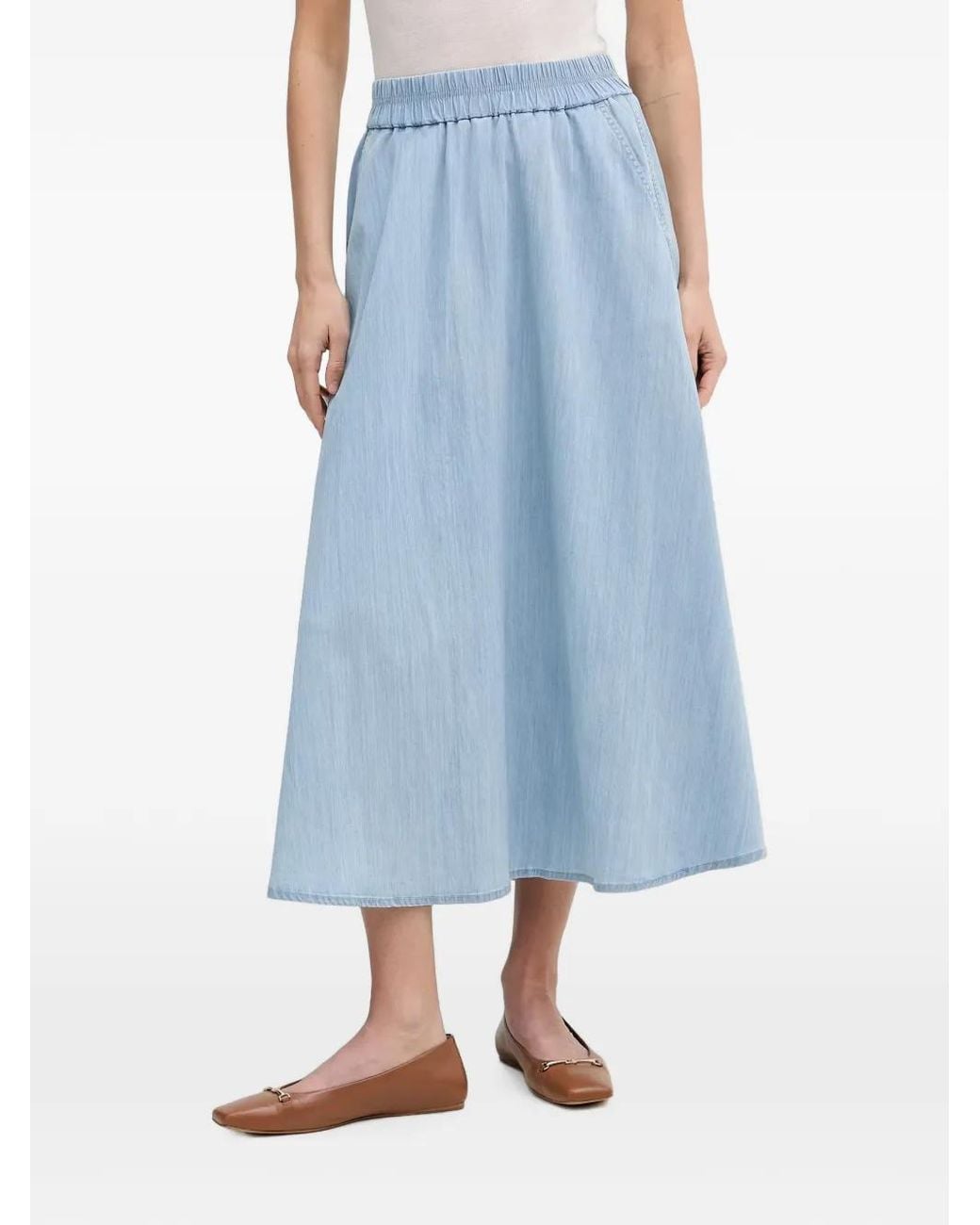 MARC AUREL Midi-Rok Met Elastische Tailleband in het Blue