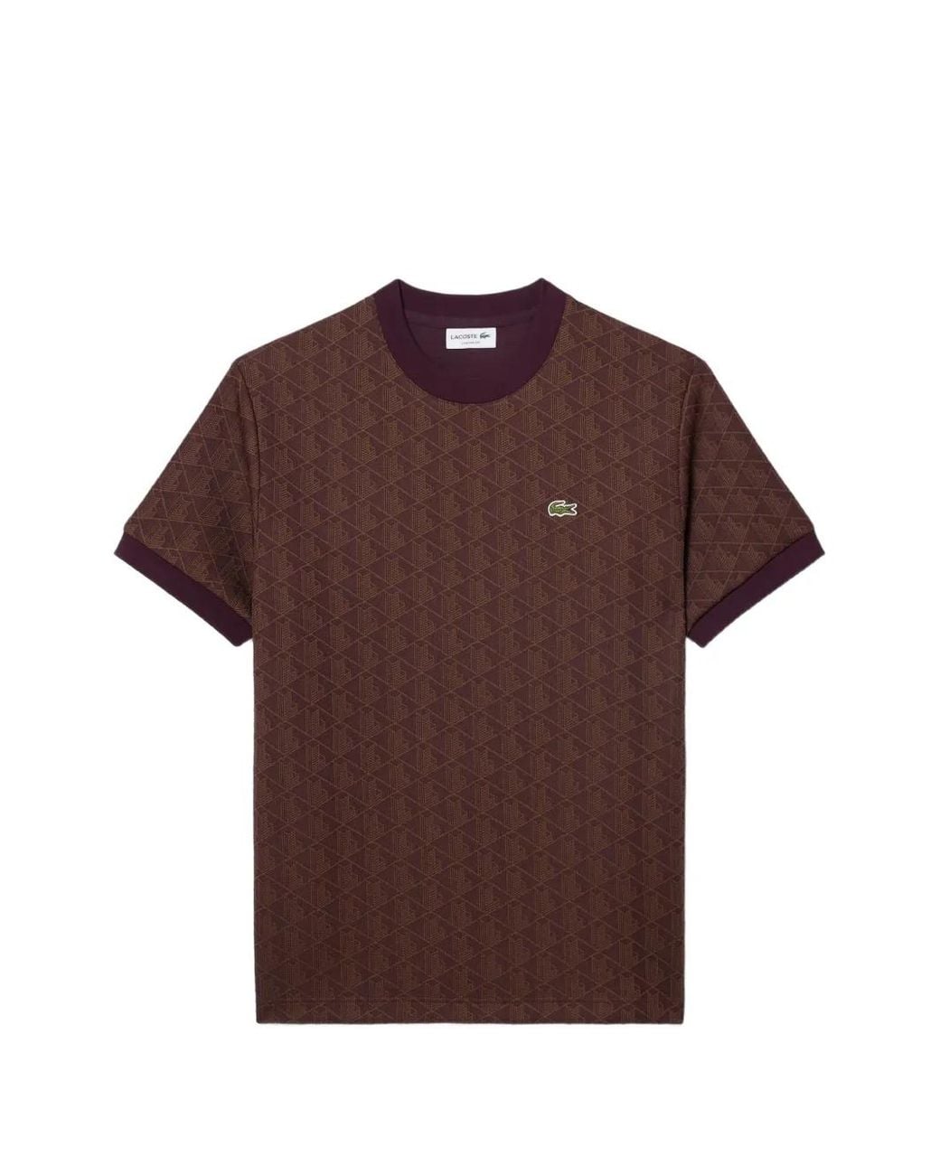 Lacoste Brown Monogram-Jacquard T-Shirt for men