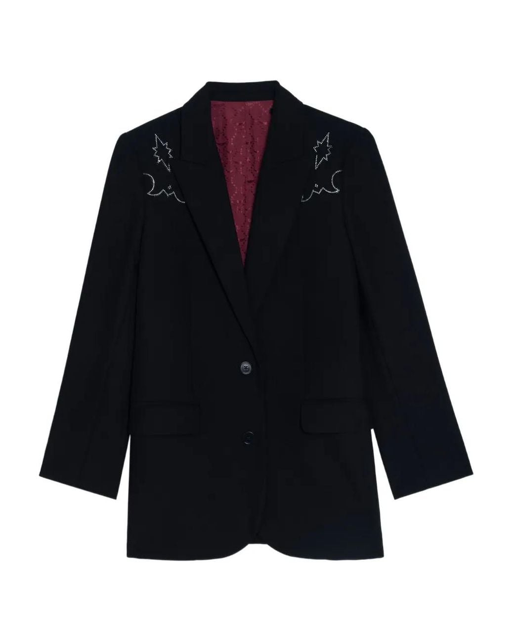Zadig & Voltaire Blue Embroidered-Detail Blazer