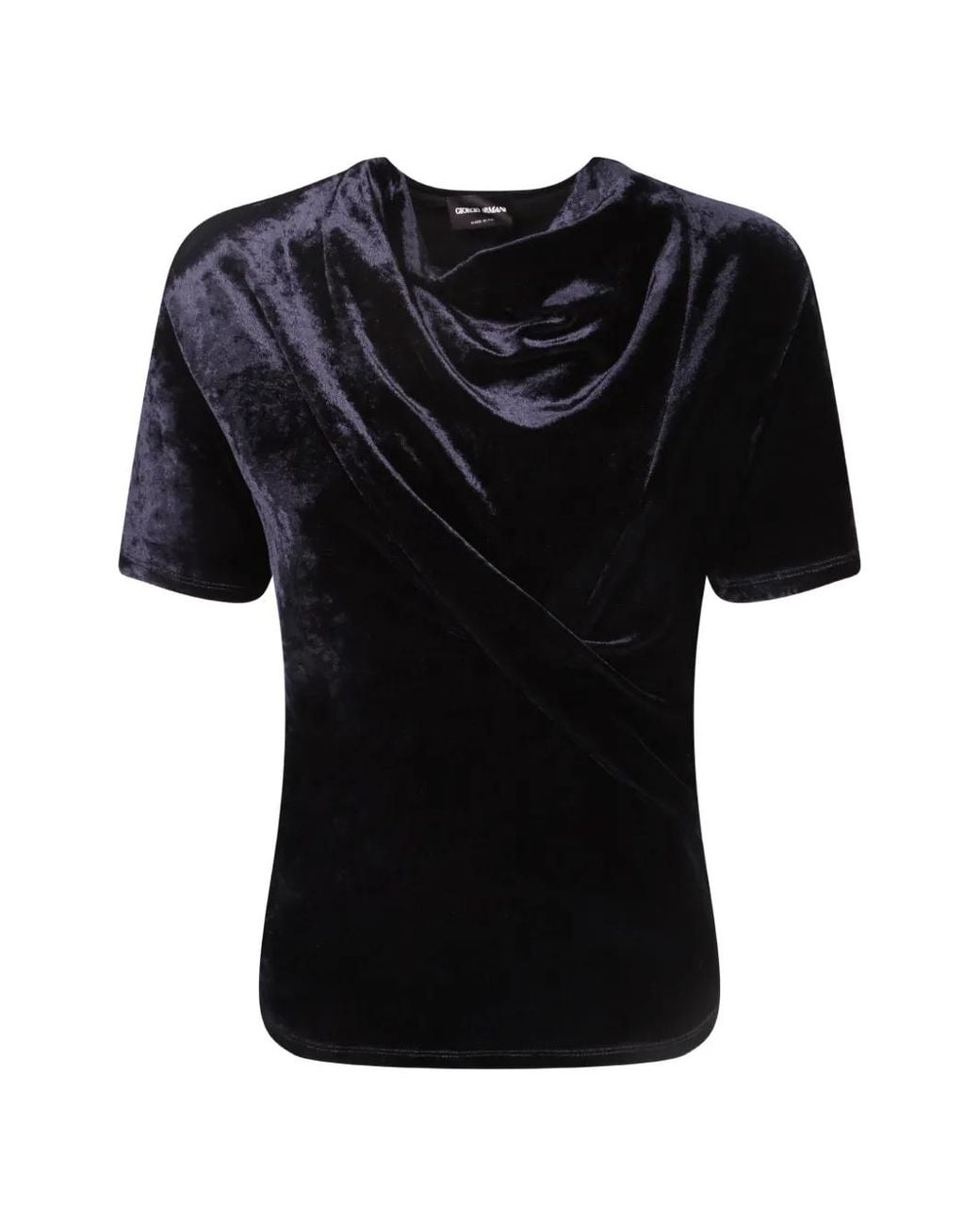 Giorgio Armani Black Draped Velvet T-Shirt