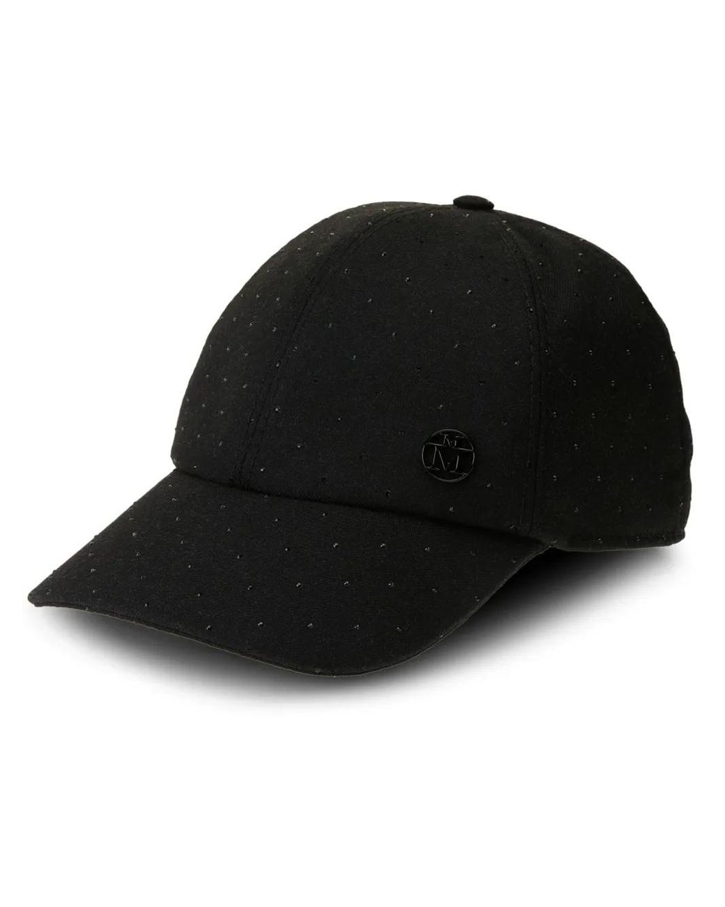 Maison Michel Black Studded Logo Baseball Cap