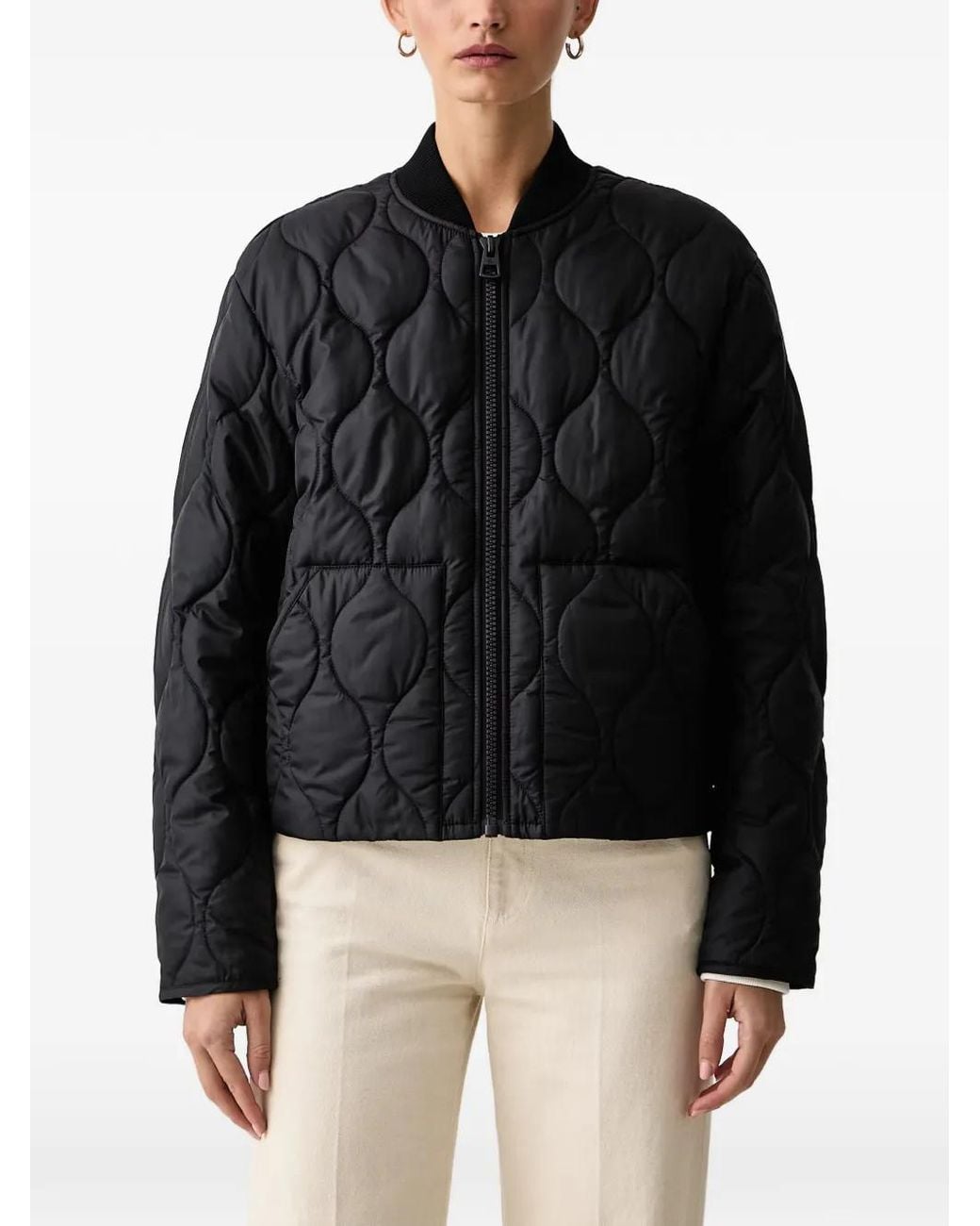 Marc O' Polo Black Quilted Zip-Up Bomber Jacket