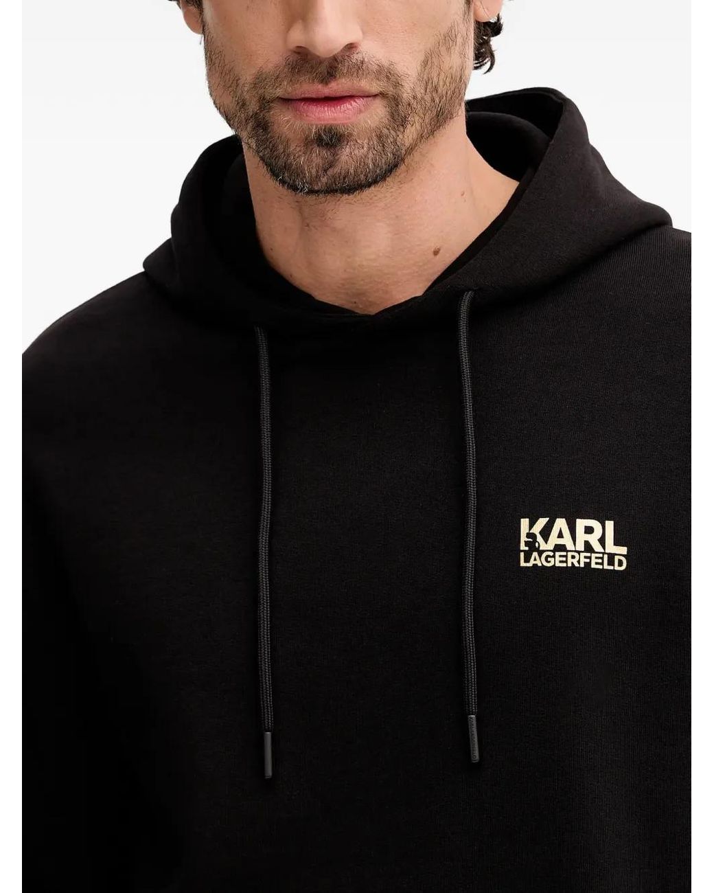 Karl Lagerfeld Black Logo Hoodie for men