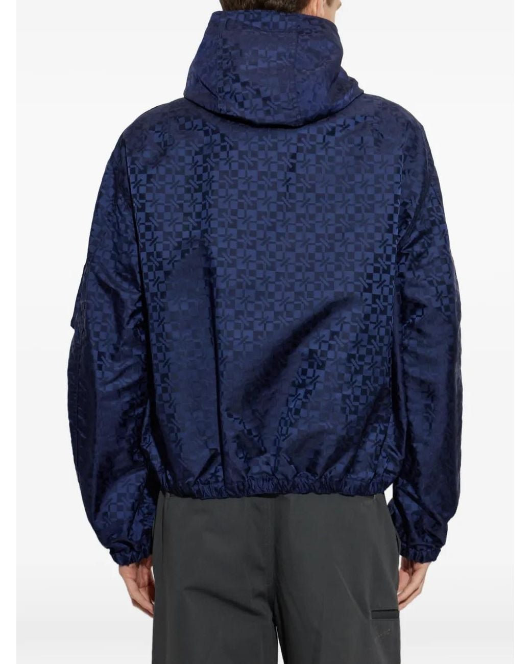 KENZO Blue Gram Monogram-Jacquard Hooded Jacket for men