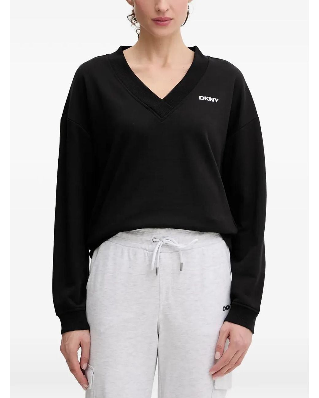 DKNY Black V-Neck Sweatshirt