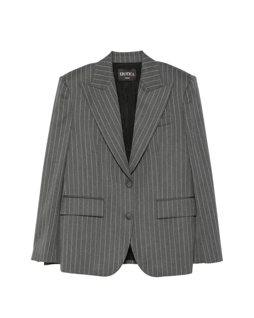 Dondup Gray Pinstripe-Pattern Peaked-Lapel Blazer