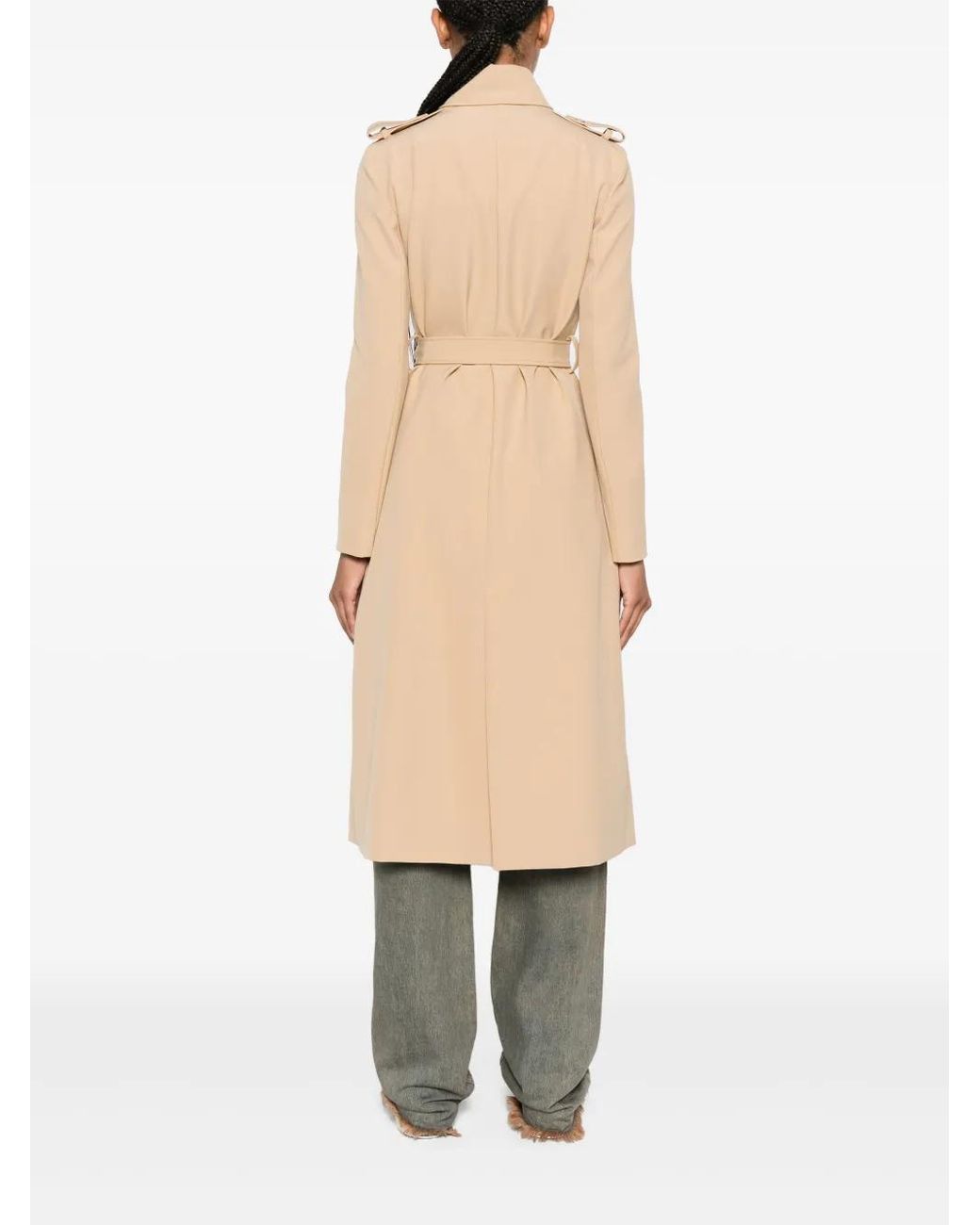 Patrizia Pepe Natural Double-Breasted Trench Coat