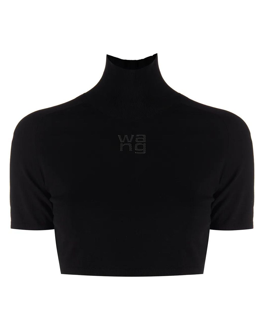 Alexander Wang Black High-Neck Logo-Embossed Jumper