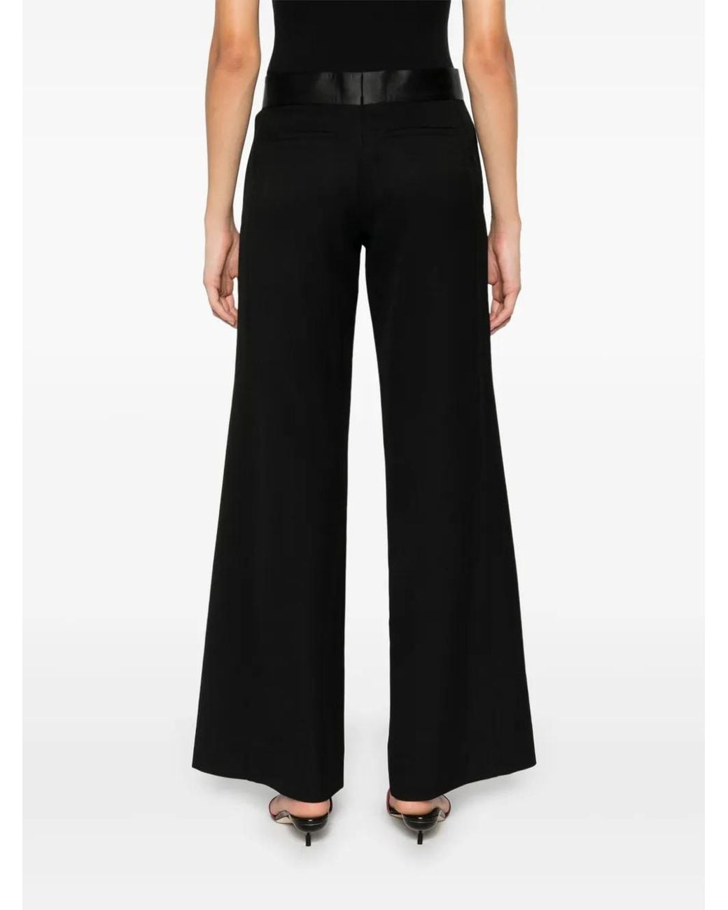 Victoria Beckham Black Satin-Trim Trousers