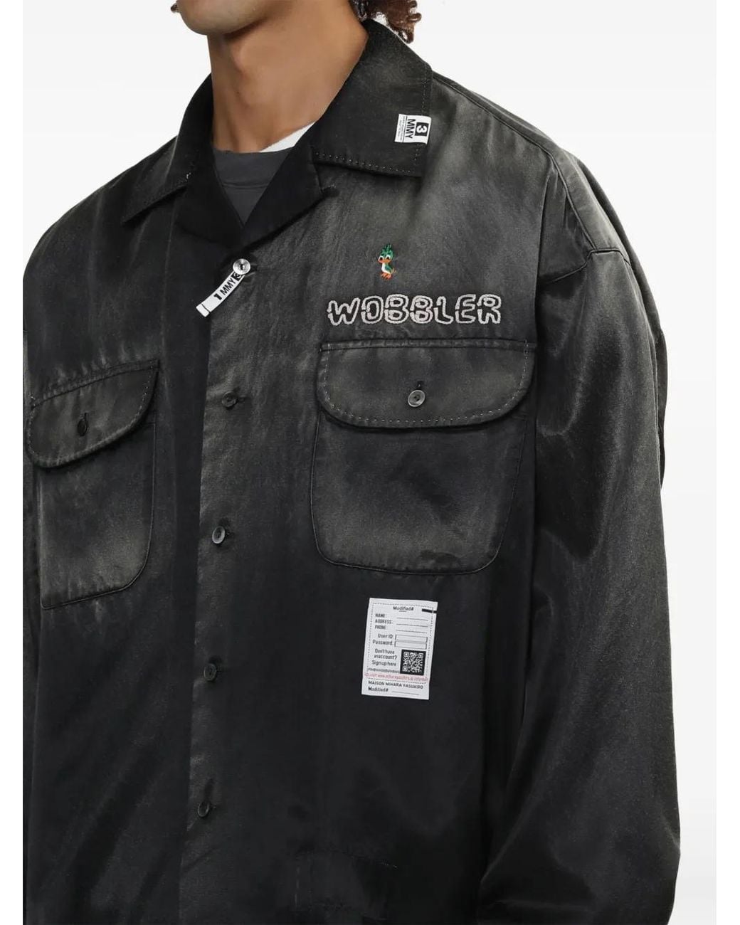 Maison Mihara Yasuhiro Black Logo-Patch Shirt for men