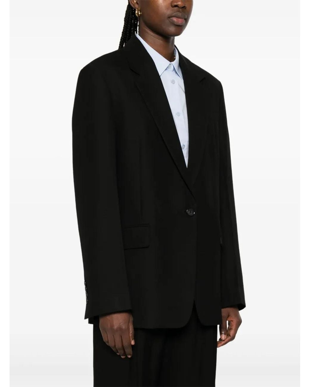 Totême Black Wool Blend Single-Breasted Blazer Jacket