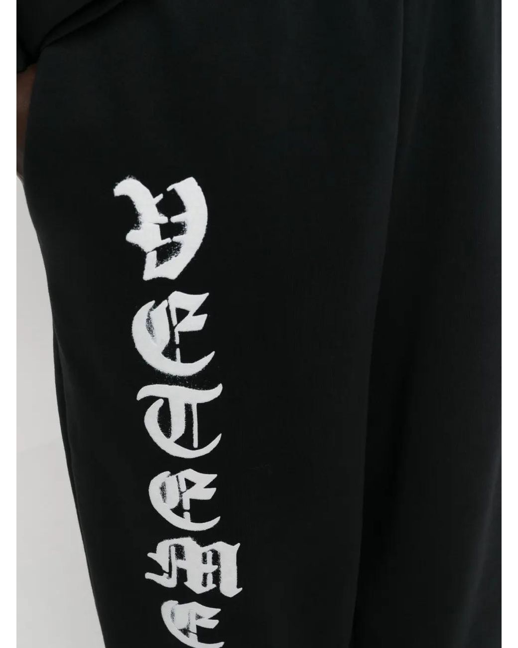Vetements Black Logo-Print Wide-Leg Track Pants for men