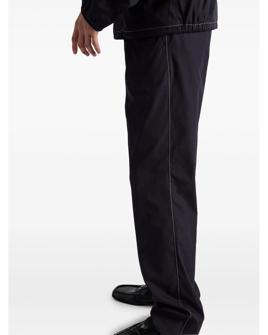 Prada Blue Wide-Leg Cotton Trousers for men