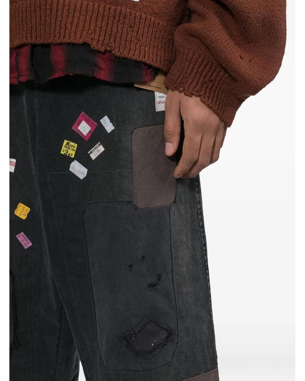 Maison Mihara Yasuhiro Gray Price-Sticker Repaired Jeans for men